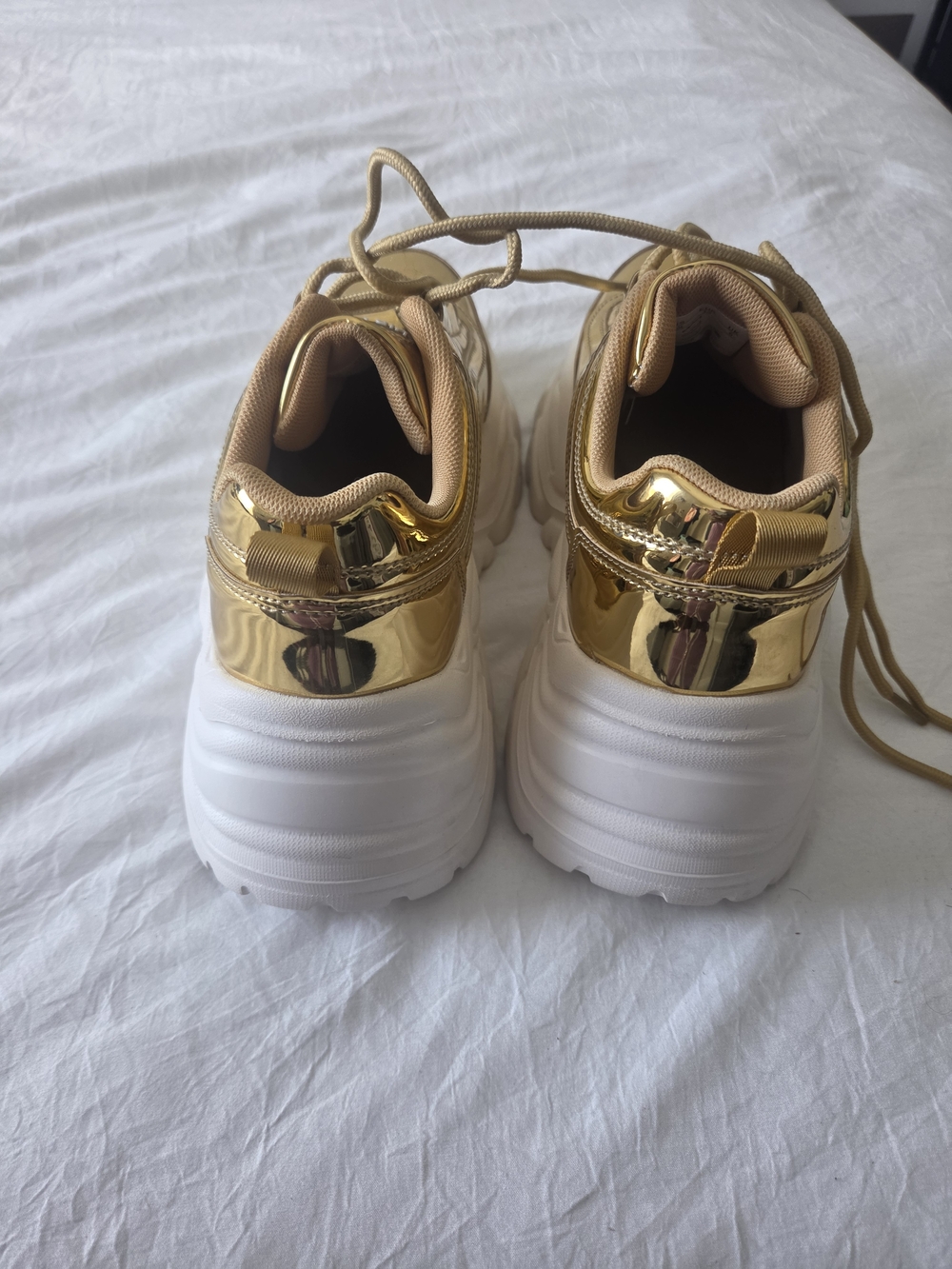 Women's Metallic Gold Platform Sneakers - Picture 4 of 6